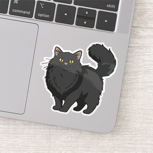 Sweet Long Haired Black Cat Sticker