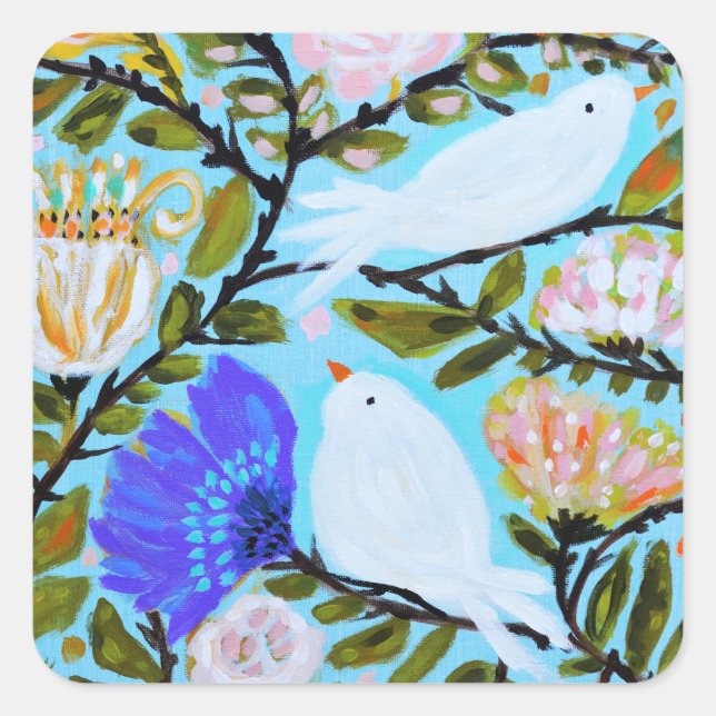 Sweet Love Birds II Square Sticker (Front)