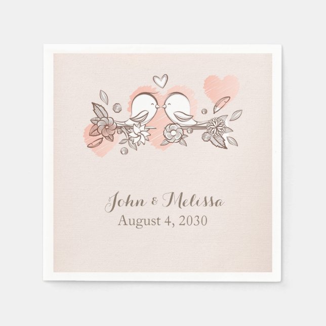 Sweet Love Birds Paper Napkins (Front)