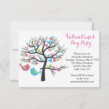 Sweet Love Birds Valentine's Day Party Invitation by SunflowerDesigns at Zazzle