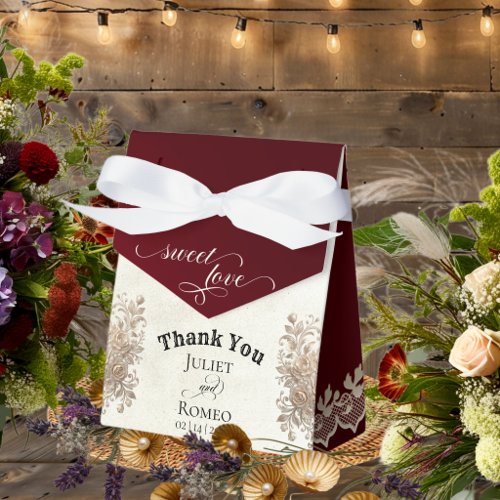 Sweet Love - Burgundy Favor Boxes