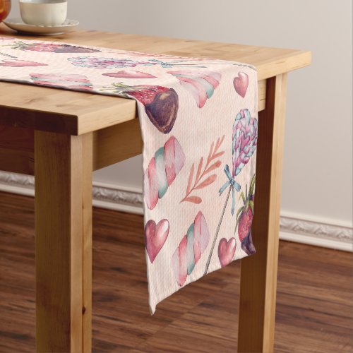 Sweet Love Candy Marshmallow Lollipop Table Runner