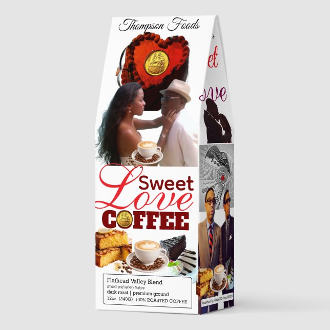 SWEET LOVE Coffee, 12oz Bag, Dark Roast, Flath Roasted Coffee (Front)