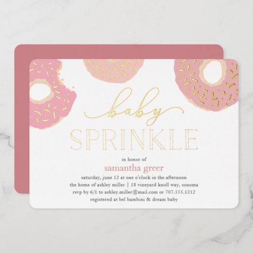 Sweet Love  Donut Baby Sprinkle Foil Invitation