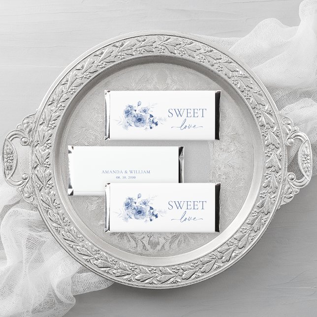 Sweet Love Dusty Blue Floral Hershey Bar Favors (Creator Uploaded)