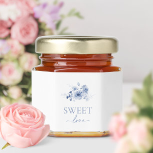Sweet Love • Dusty Blue Floral Honey Jar Favors