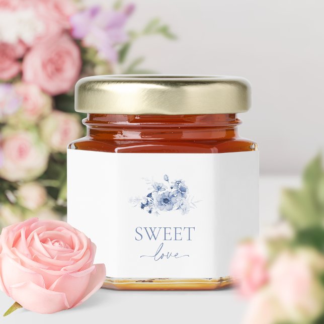 Sweet Love • Dusty Blue Floral Honey Jar Favors (Creator Uploaded)