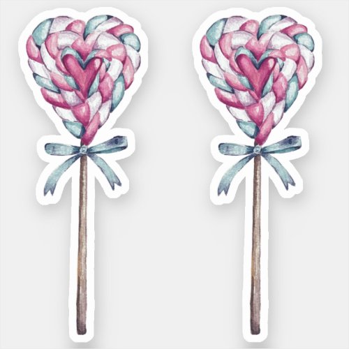 Sweet Love Heart Marshmallow Lollipop Sticker