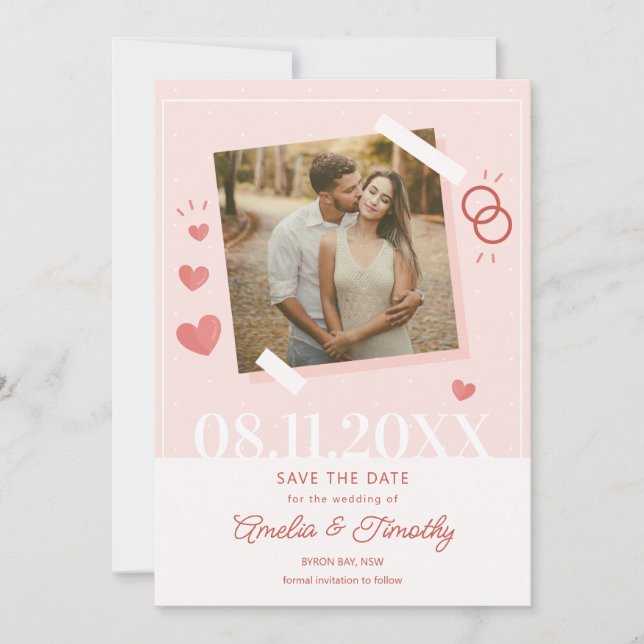 Sweet love heart photo Save the Date Invitation (Front)