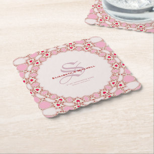 Sweet Love Hearts Lace Special Event Paper Coaster