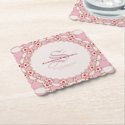 Sweet Love Hearts Lace Special Event Paper Coaster