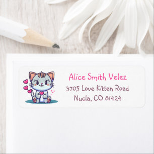Sweet Love Kitten Return Address Labels