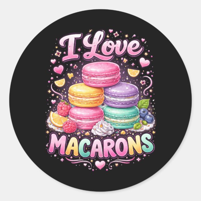 Sweet Love Macarons Classic Round Sticker (Front)