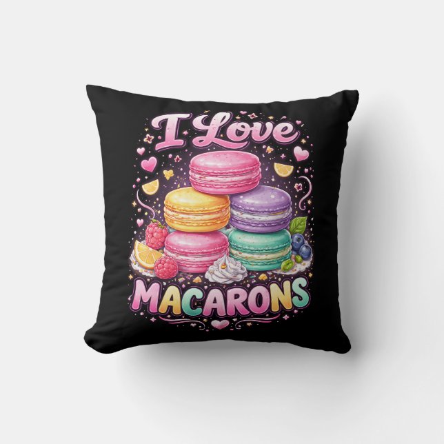 Sweet Love Macarons Throw Pillow (Front)