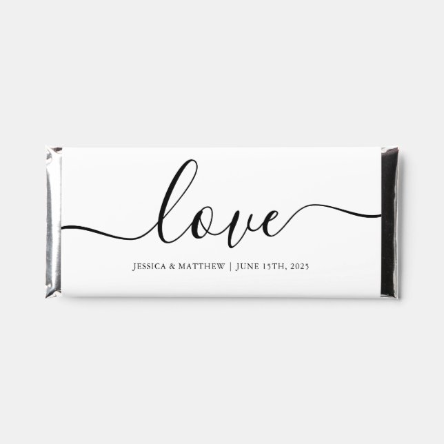 Sweet Love Modern Wedding or Engagement Party Hershey Bar Favors (Front)