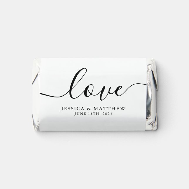 Sweet Love Modern Wedding or Engagement Party Hershey's Miniatures (Front)