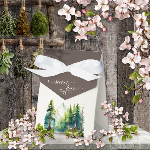 Sweet Love Mountain Scene - Mocha Favor Boxes