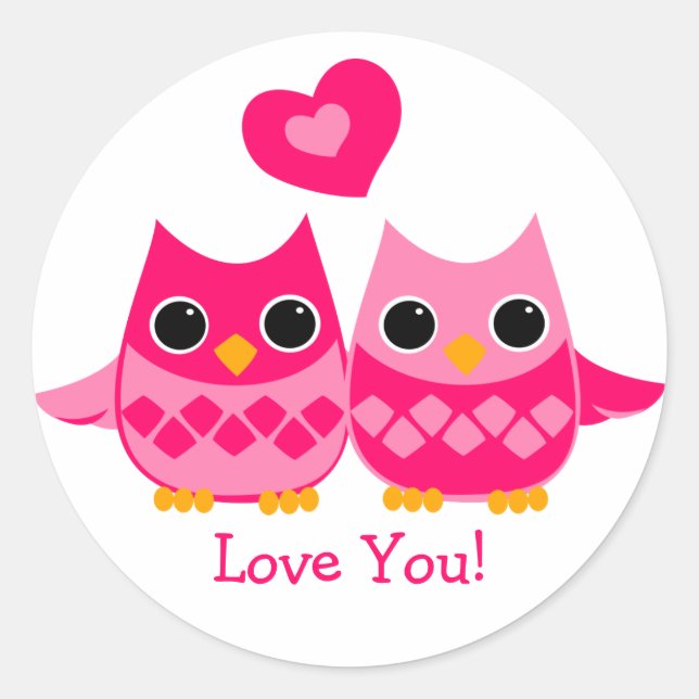 Sweet Love Owls Classic Round Sticker (Front)