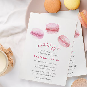 Sweet Love Pink Macarons Baby Shower Invitation