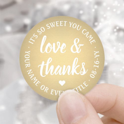 Sweet Love  Thanks Gold Faux Foil Simple Script Classic Round Sticker
