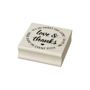 Sweet Love & Thanks Simple Script Calligraphy Rubber Stamp