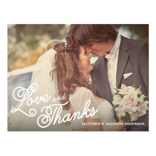 SWEET LOVE & THANKS | WEDDING THANK YOU POST CARD | Zazzle