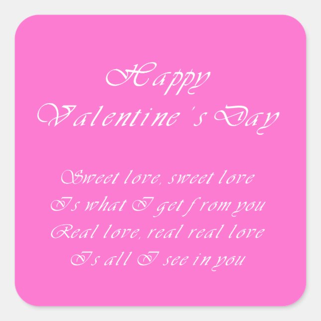 Sweet love valentine's day square sticker (Front)
