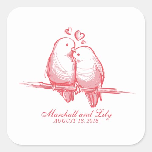 Sweet Lovebirds Valentine Wedding Sticker Seal