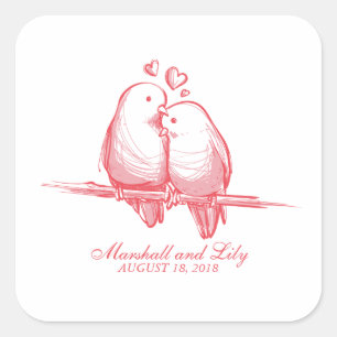 Sweet Lovebirds Valentine Wedding Sticker Seal