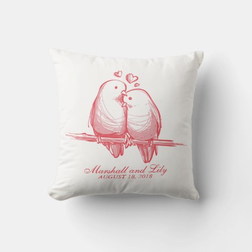 Sweet Lovebirds Valentine Wedding  Throw Pillow