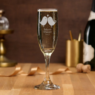 Sweet Lovebirds Wedding  Champagne Flute