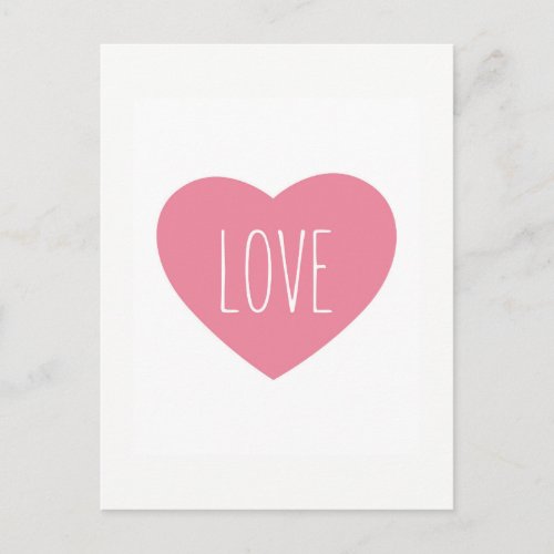 Sweet lovely pink heart love postcard