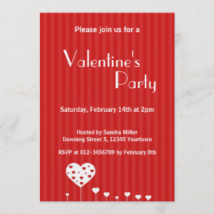 Sweet Lovely Romantic Hearts Valentine's Day Party Invitation