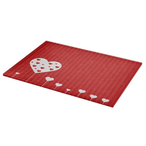 Sweet Lovely Romantic Red White Hearts Cutting Board