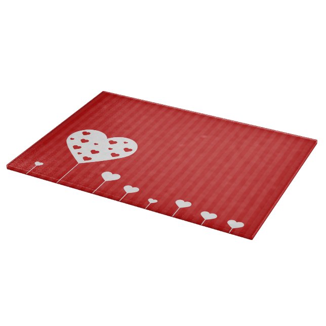 Sweet Lovely Romantic Red White Hearts Cutting Board (Corner)