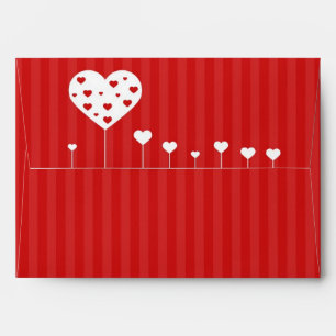 Sweet Lovely Romantic Red White Hearts Envelope
