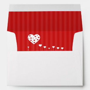 Sweet Lovely Romantic Red White Hearts Envelope