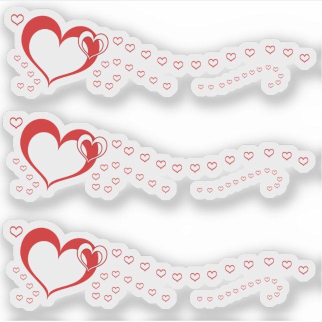 Sweet Lovely Romantic Red White Hearts Sticker (Front)