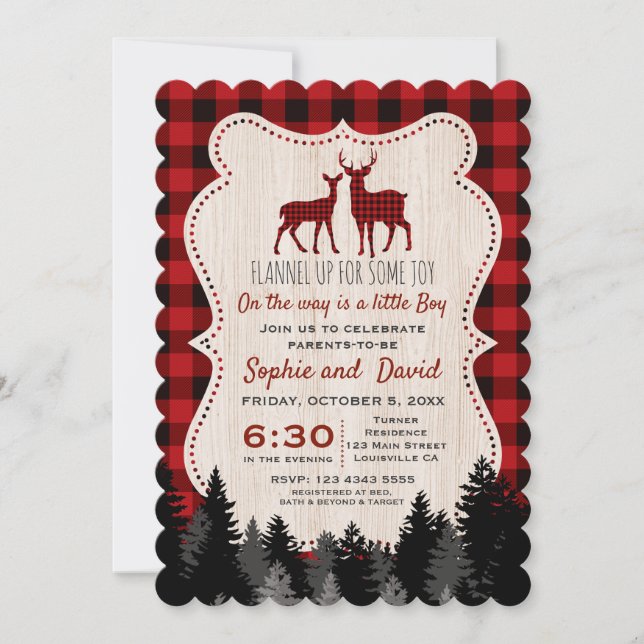 Sweet Lumberjack Little Hunter Baby Shower Invitation (Front)