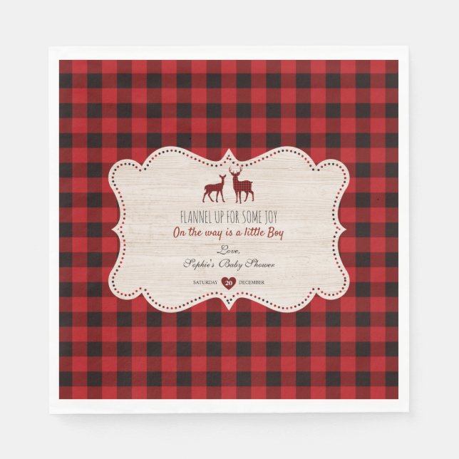 Sweet Lumberjack Little Hunter Baby Shower Napkins (Front)