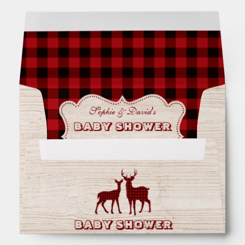 Sweet Lumberjack Red Buffalo Old Barn Baby Shower Envelope