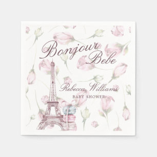 Sweet Macaron Bonjour Bebe Paris Baby shower Napkins