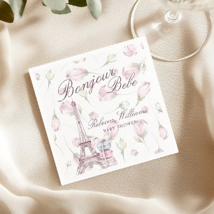 Sweet Macaron Bonjour Bebe Paris Baby shower Napkins