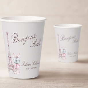 Sweet Macaron Bonjour Bebe Paris Baby shower Paper Cups