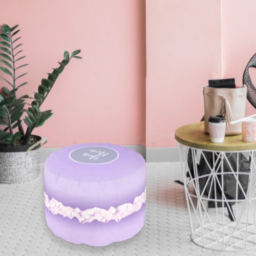 Sweet Macaron _ Lilac Cake _ Add name  initials Pouf