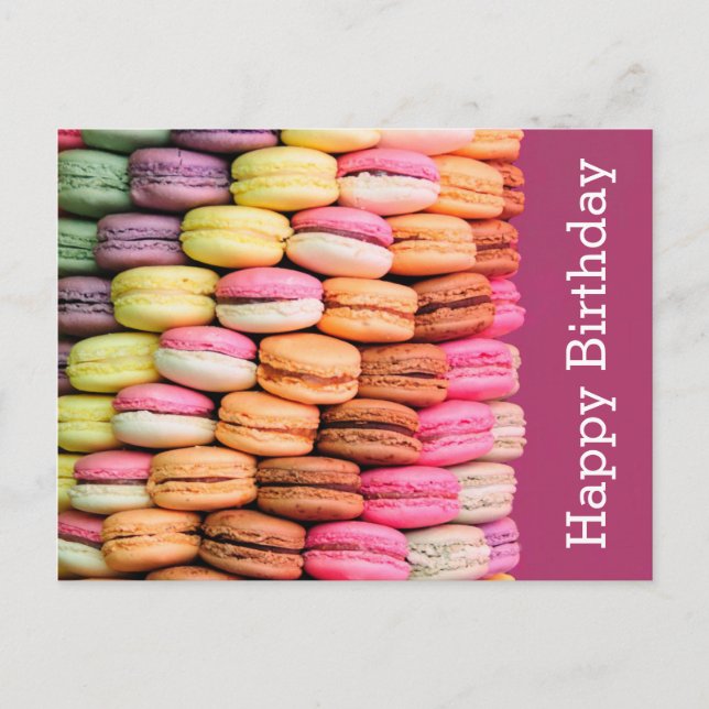 Sweet Macarons Happy Birthday Postcard (Front)