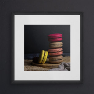 Sweet Macarons kitchen Poster Macarons Red Yellow