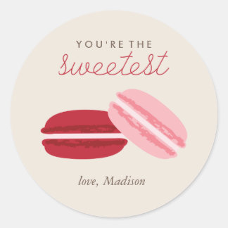 Sweet Macarons Valentines Day Classic Round Sticker