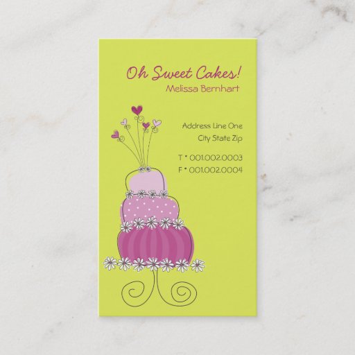 Customizable Sweet Magenta Wedding Cake Custom Profile Card / Business Card Templates