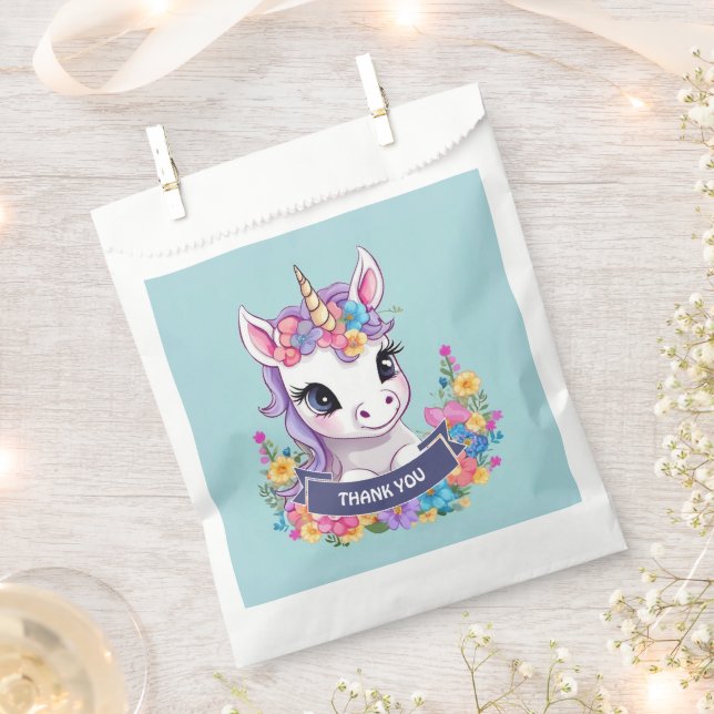Sweet Magical Baby Unicorn  Favor Bag (Clipped)
